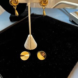 Two pairs of Gold  Earrings - Women Jewelry